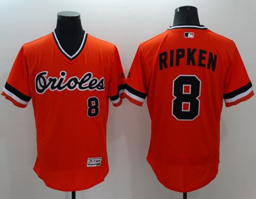 Orioles #8 Cal Ripken Orange Flexbase Authentic Collection Cooperstown Stitched MLB Jersey - Click Image to Close